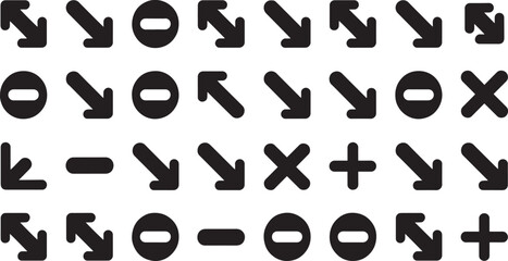 Black Arrows and Symbols on White Background