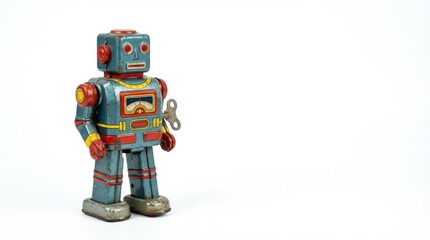 昭和レトロなブリキのロボットとゼンマイ仕掛けの懐かしいおもちゃ generative ai