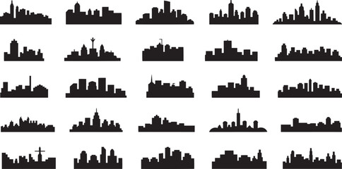 Obraz premium City Skyline Silhouettes on White Background