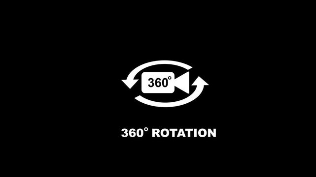 360 degree rotation symbol, 360 degrees, circular motion rotation animation, 360 degree view, panoramic rotation, seamless rotation