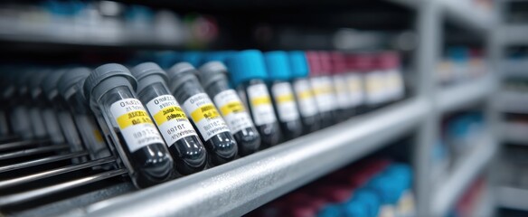 Intimate view of labeled tubes in a metal rack sparks anticipation for research trial