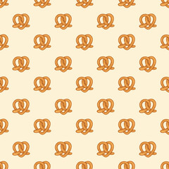 Seamless Pattern of Pretzels. Hand-drawn illustrations