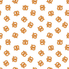 Seamless Pattern of Pretzels. Hand-drawn illustrations