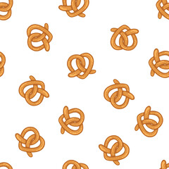 Seamless Pattern of Pretzels. Hand-drawn illustrations