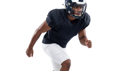 Football player in uniform on transparent background