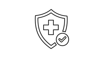 Obraz premium Medical Shield Icon with Check Mark, Healthcare Security and Protection Symbol