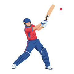 Obraz premium Cricket Batsman Hitting Powerful Six Vector, Action Sports EPS Illustration