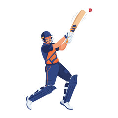 Obraz premium Cricket Batsman Hitting Powerful Six Vector, Action Sports EPS Illustration