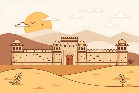 Minimal vector of Barmer Fort desert palette