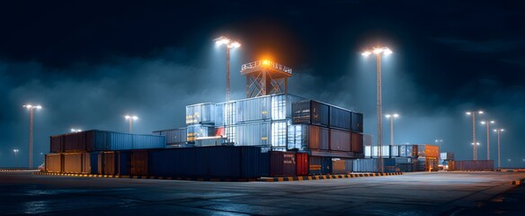 The expansive modern cargo logistics terminal operates with efficient advanced technology and streamlined processes