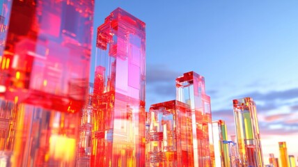 Urban skyline with CO2 emissions visualized in red transitioning to a green future city with clean air as a corporate climate concept