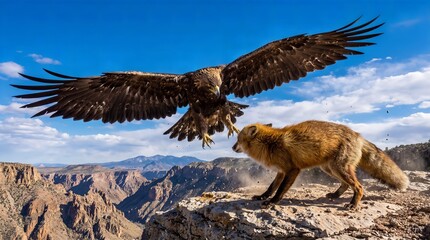 Golden Eagle vs Fox Mountain Cliff, Wildlife Confrontation