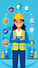 Safety First - A Dedicated Female Engineer Ensuring Workplace Compliance.