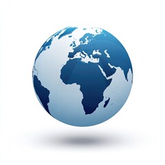 Fototapeta premium A simple, isolated 3D rendering of planet Earth with oceans in blue and continents in white