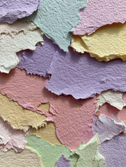 Layered Torn Handmade Paper Texture Background in Pastel Colors