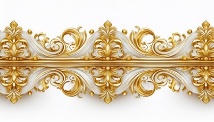 ornate gold and white border design isolated on white background for decoration