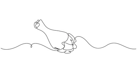 Obraz premium Continuous Line Drawing of a Fried Chicken Drumstick,single Line art Drawing Chicken Leg,