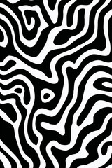 Abstract Black and White Organic Pattern Background with Flowing Lines