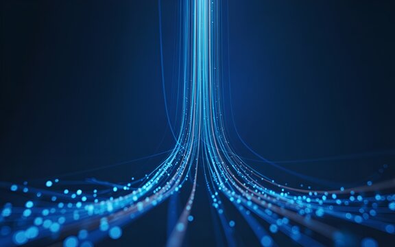 3D High Speed Light Trails Digital Data Flow Background with 6G Wireless Technology and Neural Network - Powered by Adobe