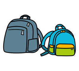 大人用と子供用のリュックのイラスト