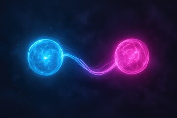 Abstract Energy Spheres Connected by Plasma Stream, Representing Power, Connection, and Futuristic Technology
