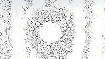 Black circles of various sizes forming a pattern on a white background in a visually appealing and artistic design concept