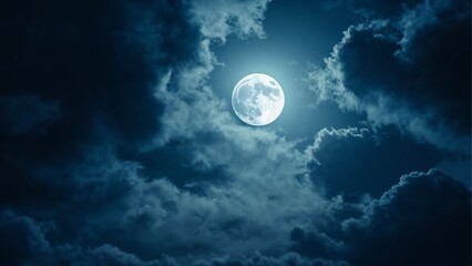 Full Moon Behind Dramatic Clouds