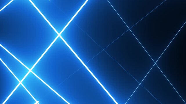 Abstract blue neon grid with intersecting glowing lines