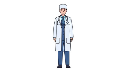 Fototapeta premium Male Doctor in White Lab Coat and Stethoscope - Medical Professional Illustration
