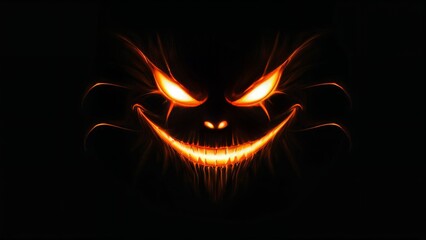 Evil Glowing Smile in Darkness