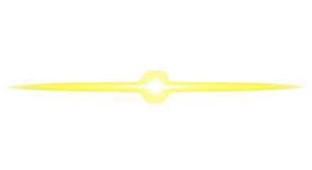 A vivid bright yellow horizontal lens flare effect with a concentrated intense central white hotspot and soft diffused light streaks, showcasing luminous gradients against a pure immaculate white