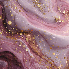 Pink and Purple Liquid Marble Texture with Gold Glitter Accents