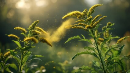 Golden flowers in sunlight