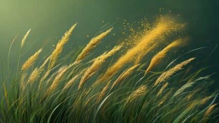 Golden grass blowing in the wind