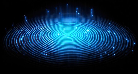 Abstract blue spiral ripples on dark background