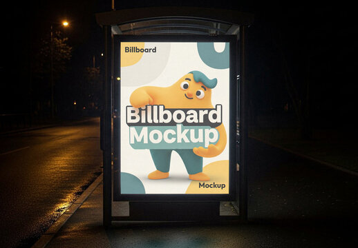 Bus Stop Billboard Mockup