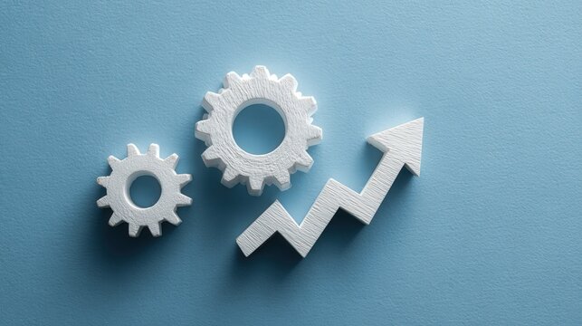 Minimalist gears and arrows, symbolizing business process reengineering and the improvement of operations .