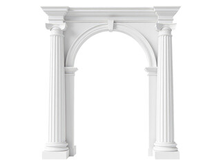 Naklejka premium A simple yet elegant white arch with a clock at the top, perfect for representing time or a sense of calm