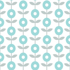 Minimal Retro Blue Floral Repeat Pattern
