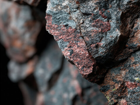 A close-up of hornfels rock with its fine-grained texture.