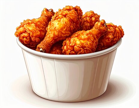 Bowl of fried chicken nus on white background vector illustration eps no.