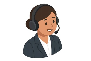 Woman wearing a headset with microphone, providing excellent customer service and communication support