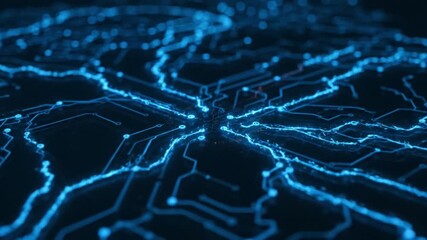 Abstract digital network grid with glowing blue lines and connections representing technology, data, and interconnectedness - Powered by Adobe