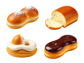 Freshly baked donuts displayed on a clean white surface, perfect for food photography or promotional materials