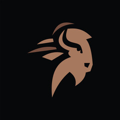 Bison Icon Illustration, Clean Minimal Buffalo Animal Symbol in Vector Style