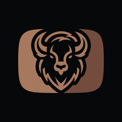 Bison Icon Vector Illustration, Simple Buffalo Wildlife Symbol with Minimal Style