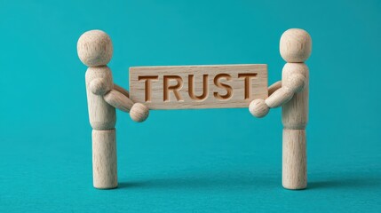 Building trust a wooden figure bridges connection studio setting conceptual art minimalist environment close-up perspective