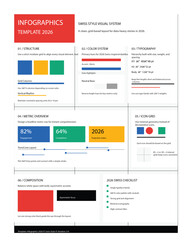 Infographic template with colorful charts and graphs in modern minimalist style with clean white background for business presentation