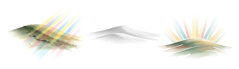 A colorful abstract design with brush strokes on transparent background