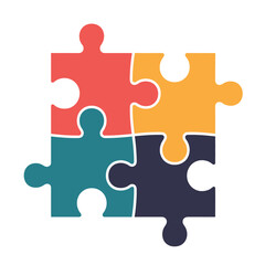 Colorful puzzle pieces coming together in harmony